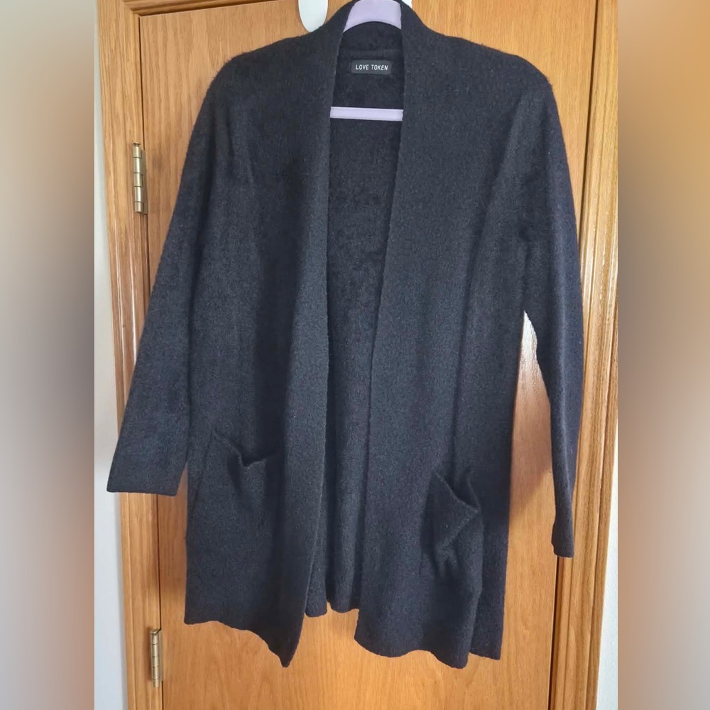 Love Token Black Open-Front Knit Cardigan